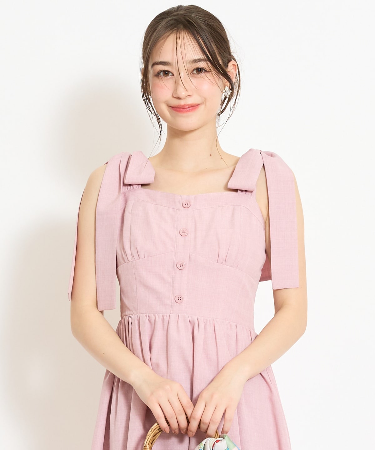 【4/24(fri)10時予約開始】リボンショルダーギャザーワンピース