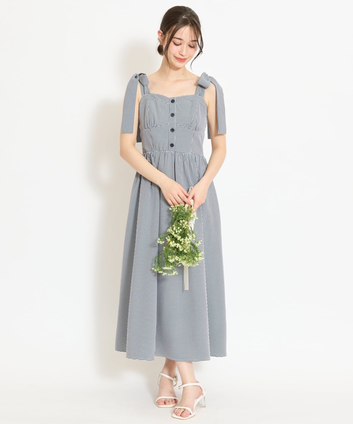 【4/24(fri)10時予約開始】リボンショルダーギャザーワンピース