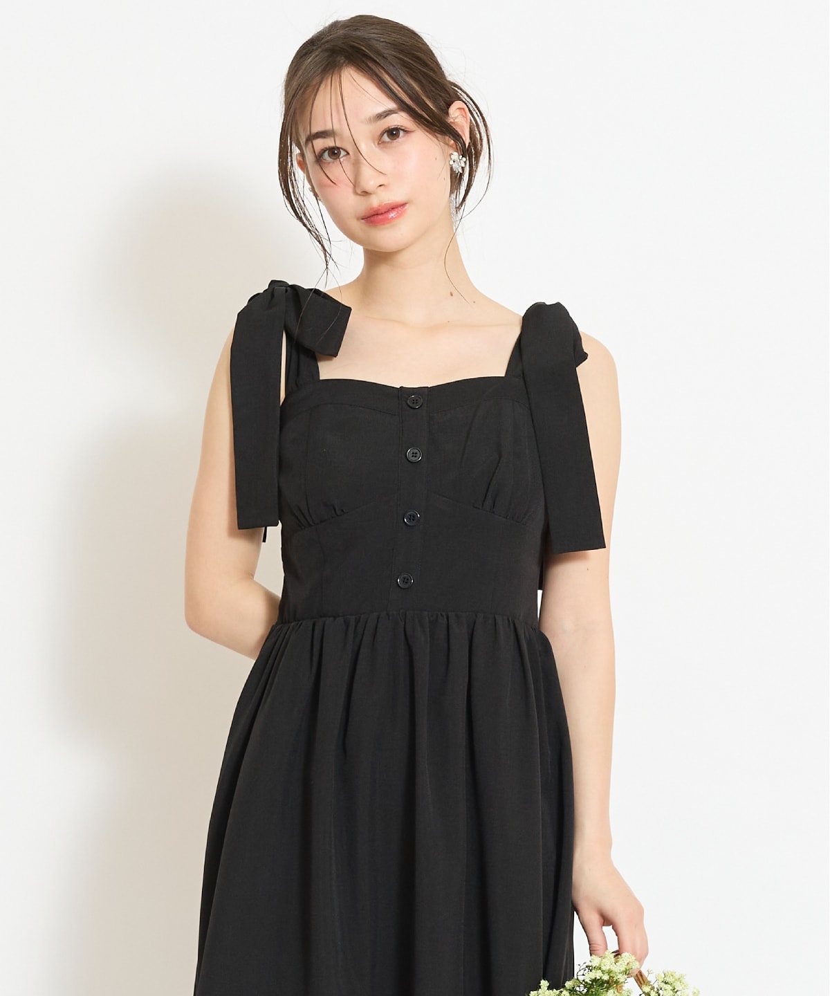 【4/24(fri)10時予約開始】リボンショルダーギャザーワンピース