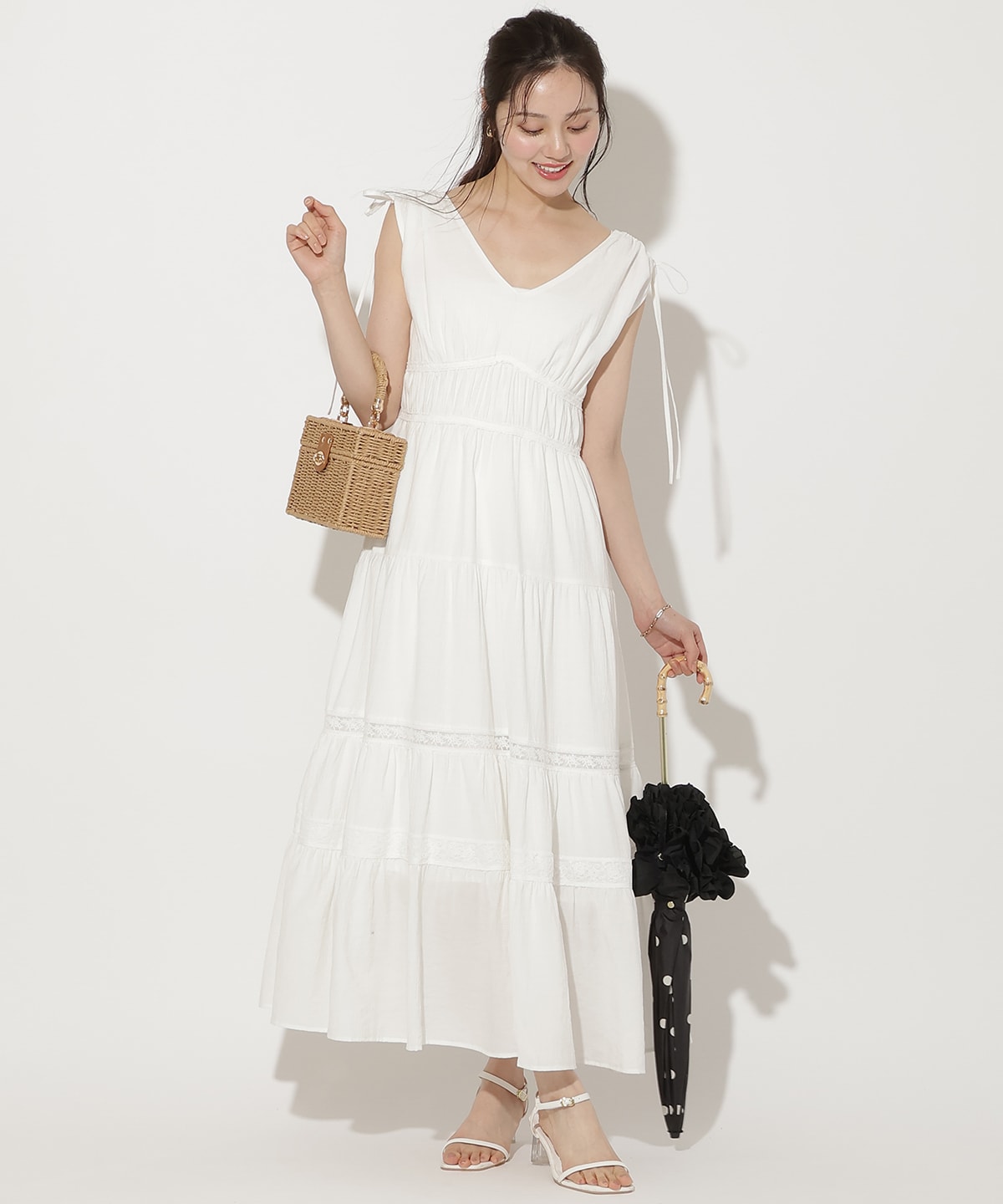 【6/11(thu)10時発売】ドロストショルダーティアードワンピース