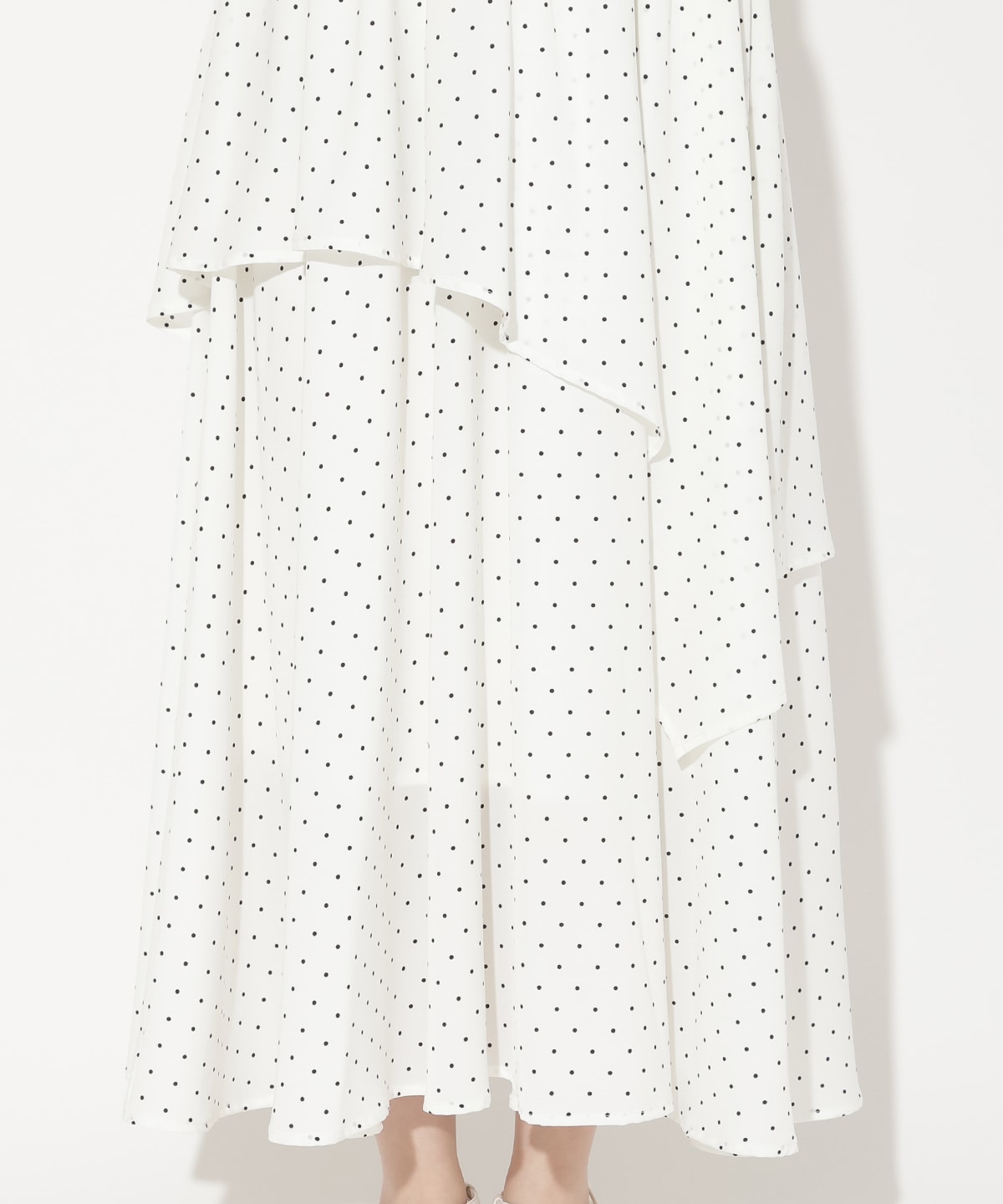 アシメティアードニットコンビワンピース