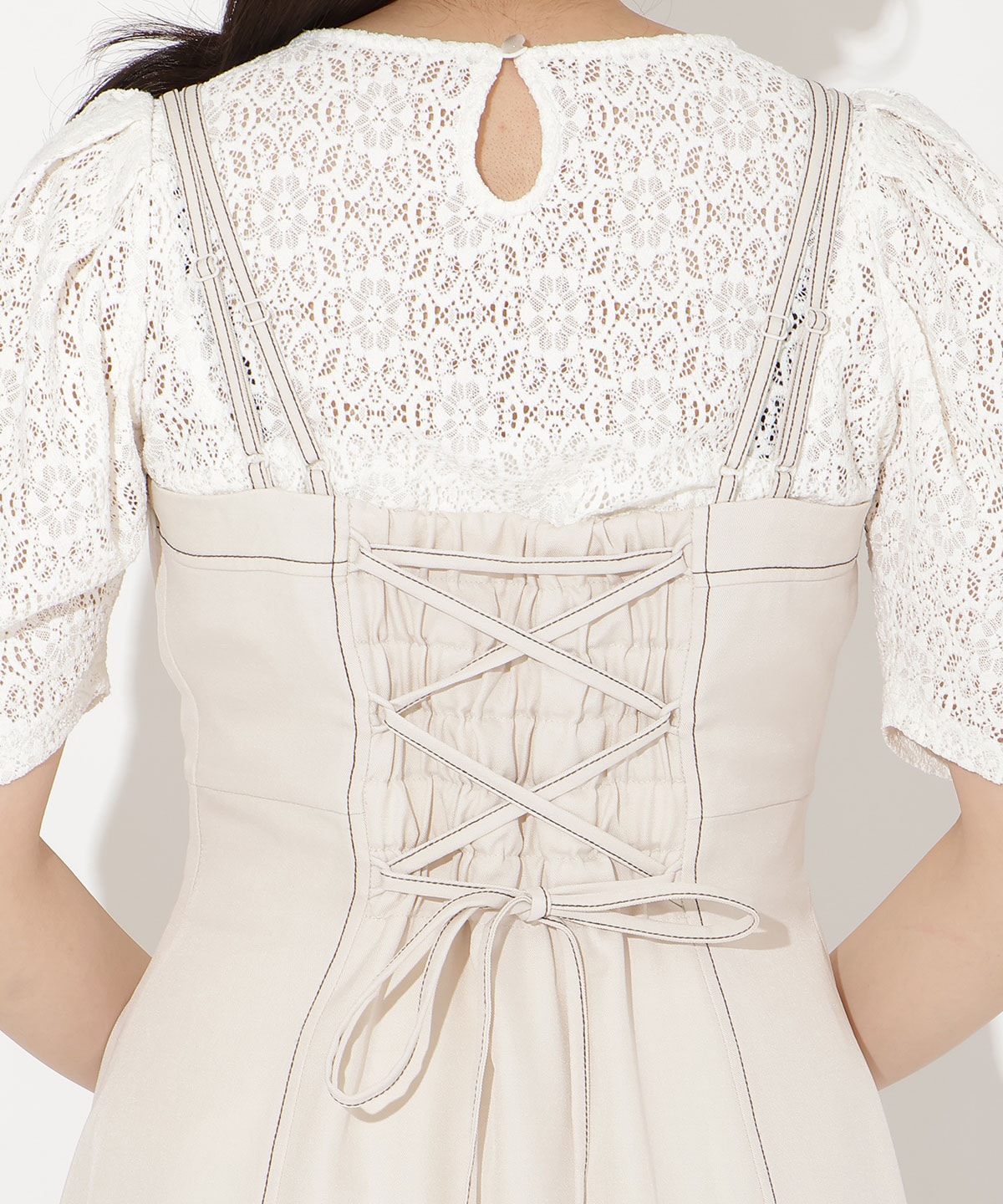 ステッチデザインフレアキャミワンピース