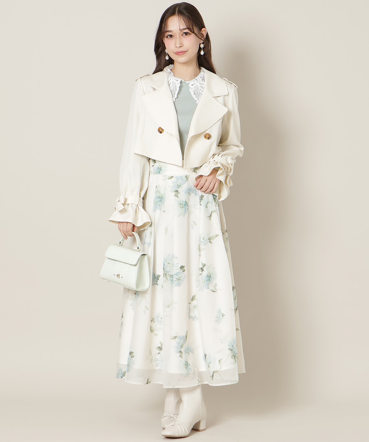 リボンスリーブ3WAYトレンチコート【ショートトレンチ×ジレワンピース】
