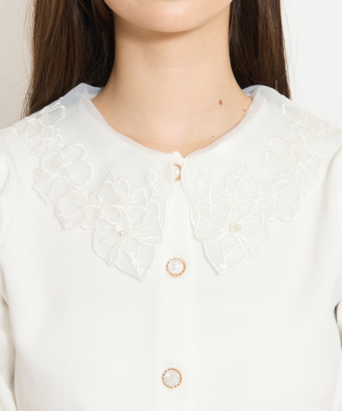 シアーレースカラーカーディガン