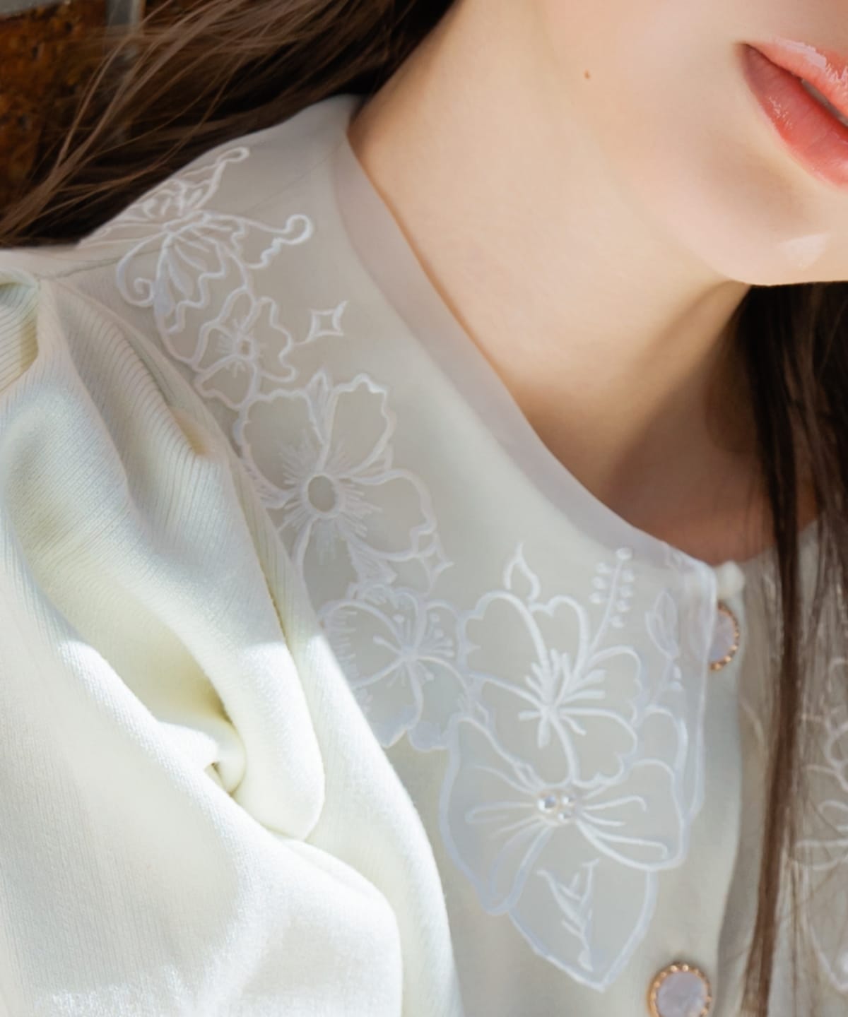 シアーレースカラーカーディガン