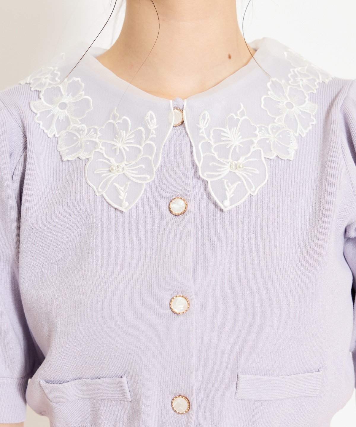 シアーレースカラーカーディガン