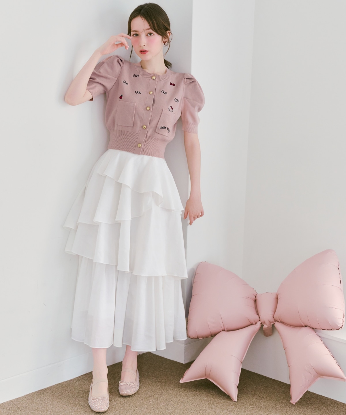 【7/16(thu)10時予約開始】WILLSELECTION×HELLO KITTY 刺繍ニットカーディガン