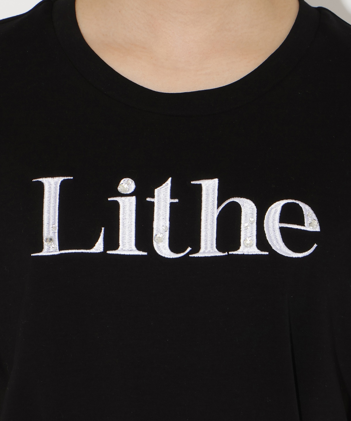 ビジュー付き刺繍ロゴTシャツ