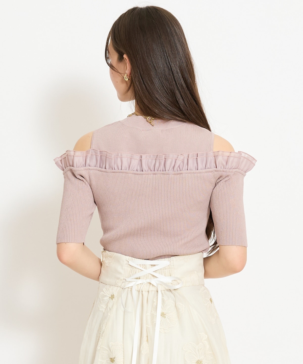 フリルレイヤードリブニット