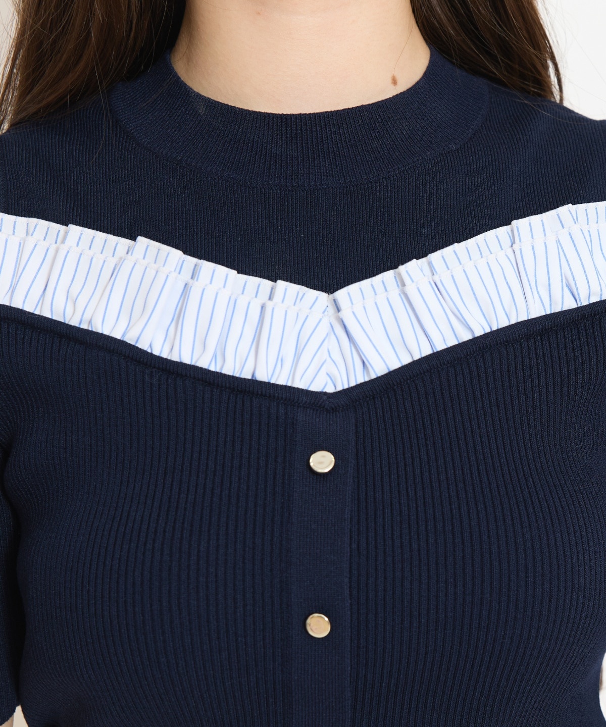 フリルレイヤードリブニット