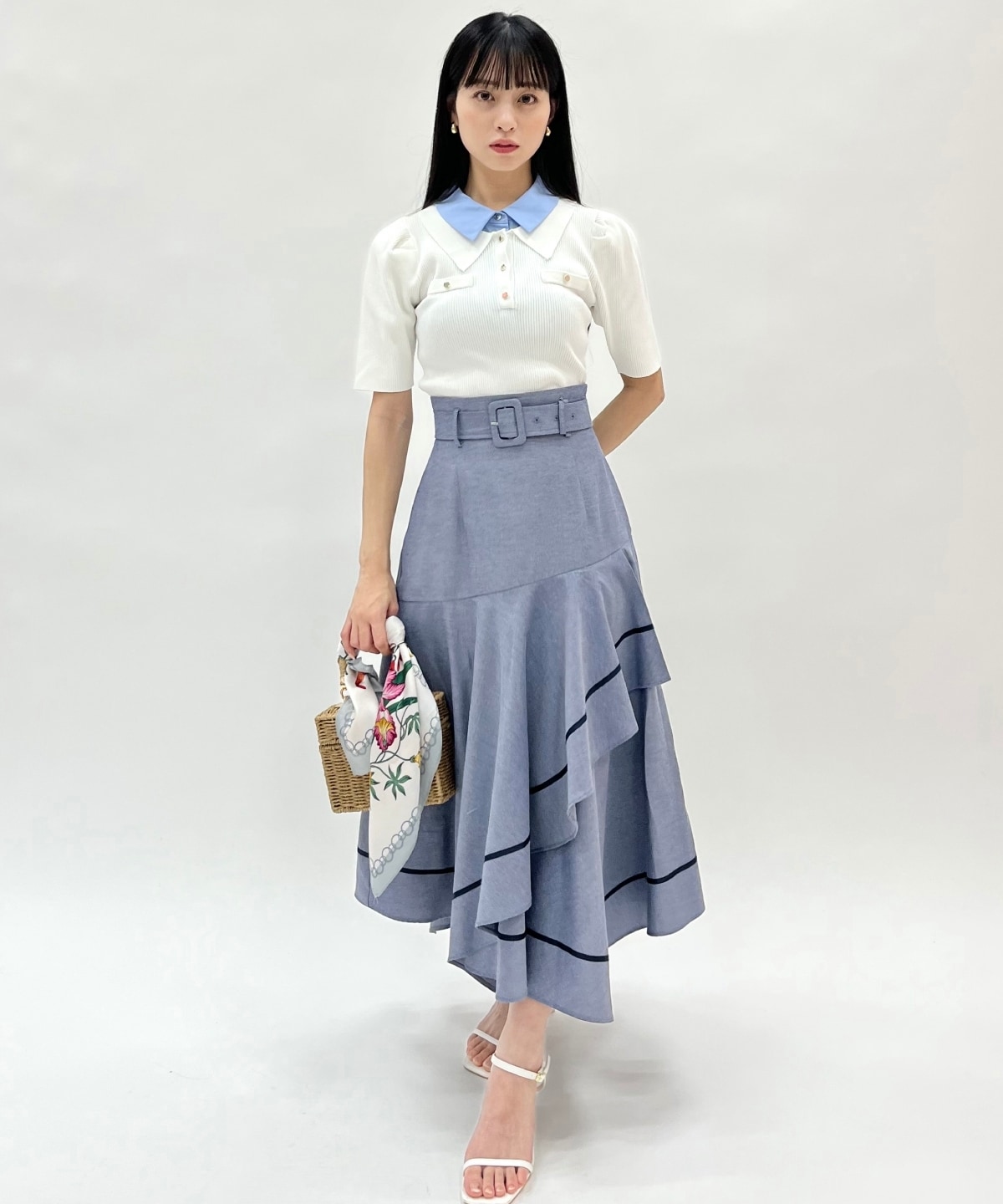 レイヤードカラーリブニット