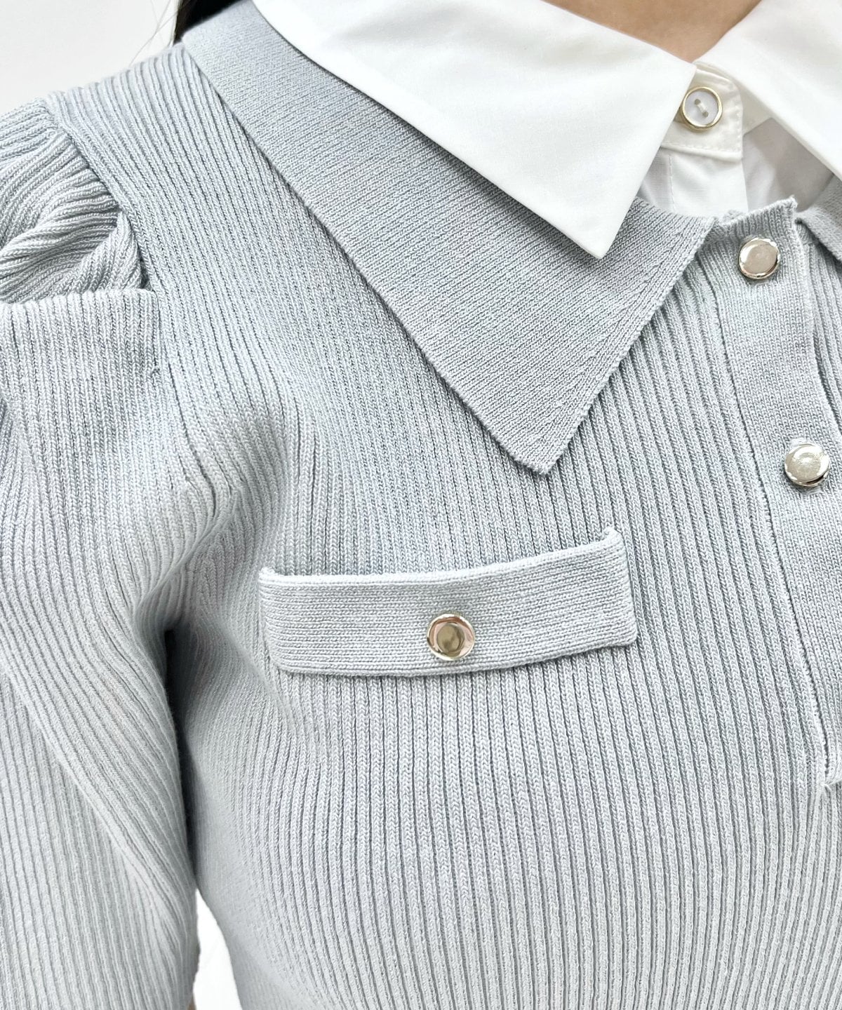 レイヤードカラーリブニット