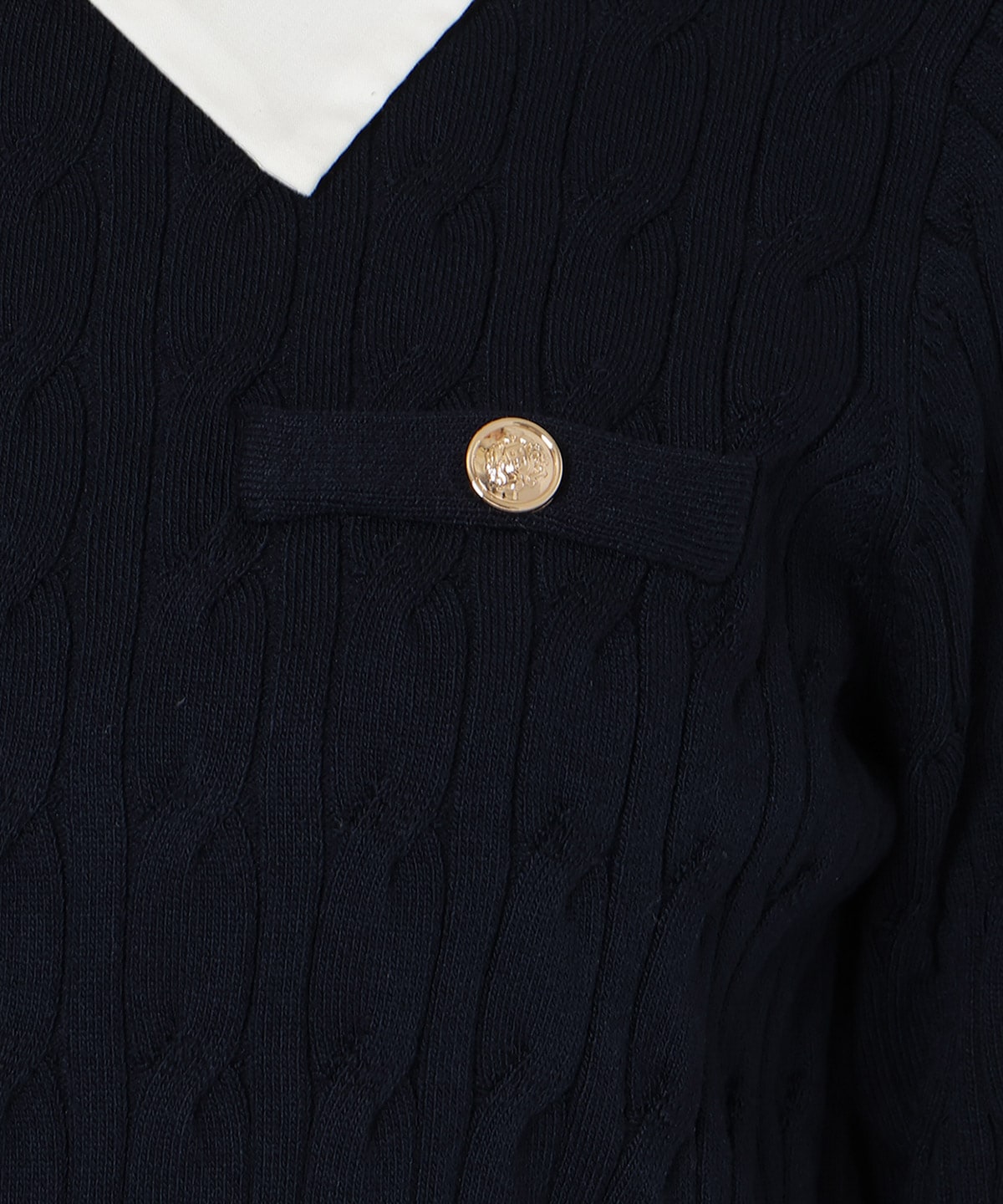 リボンカフスドッキングケーブルニット