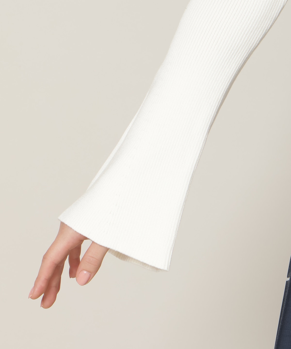 リボンレースカラーフレアスリーブニット