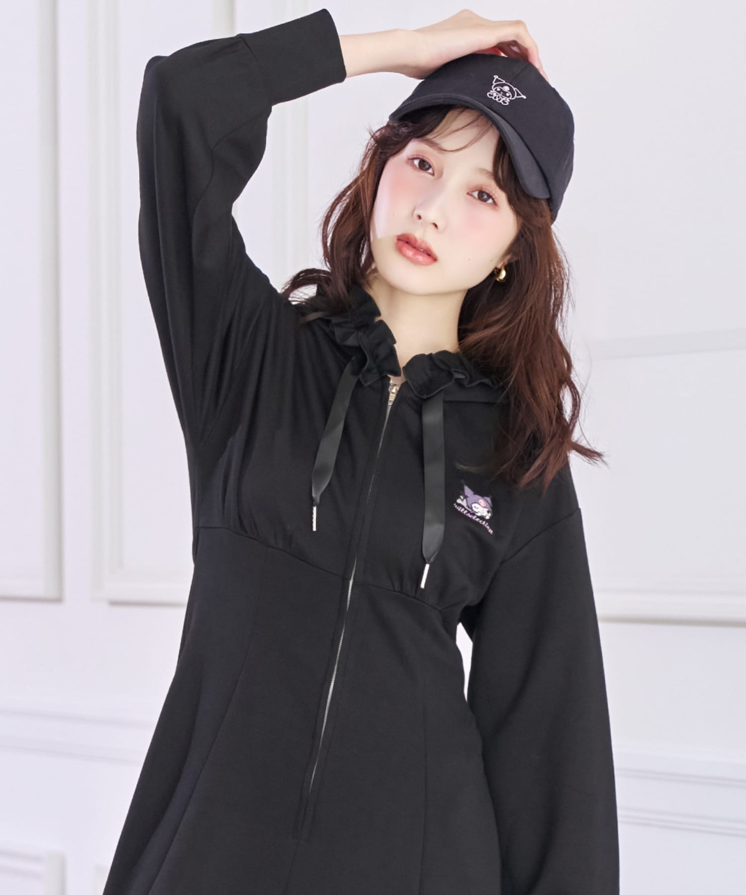 【9/17(thu)10時発売】WILLSELECTION×マイメロディ&クロミ 刺繍フリルフードパーカーワンピース