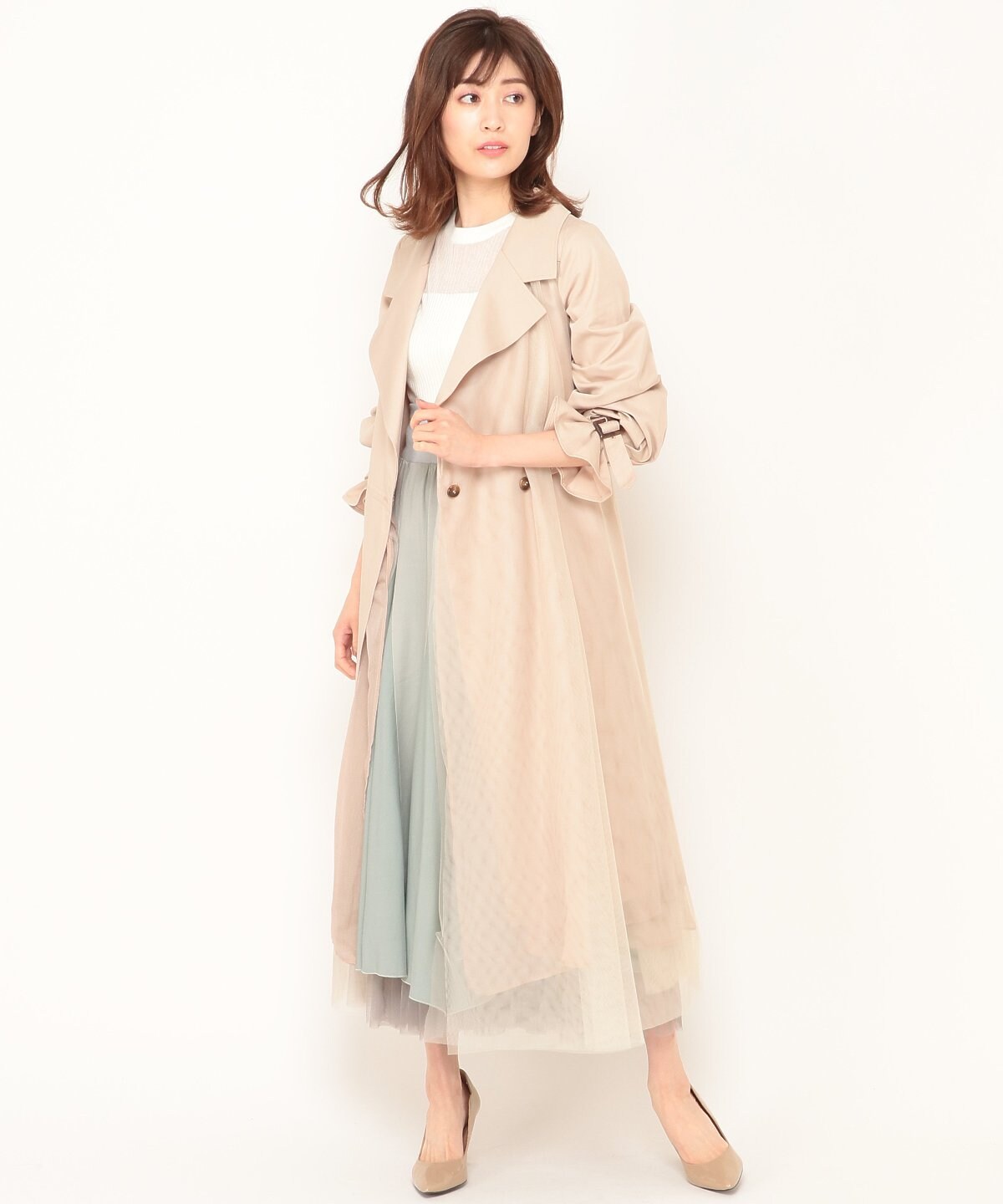 チュールレイヤードトレンチコート M ベージュ And Couture 公式オンラインショップ バーンデストローズ