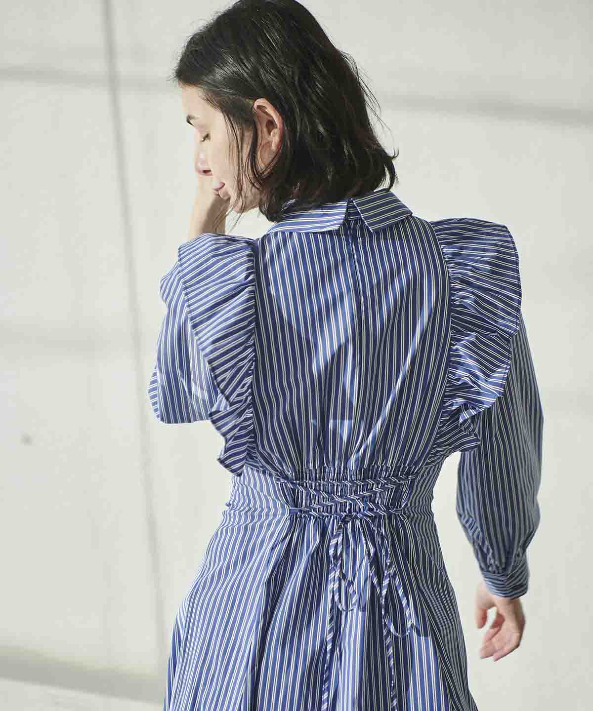 ストライプフリルシャツワンピース M パープル系ボーダー ストライプ And Couture 公式オンラインショップ バーンデストローズ