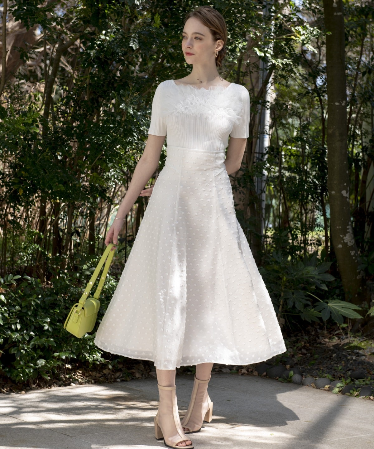 新品・未使用】OBLI シアードットジャガードスカート/ピンク