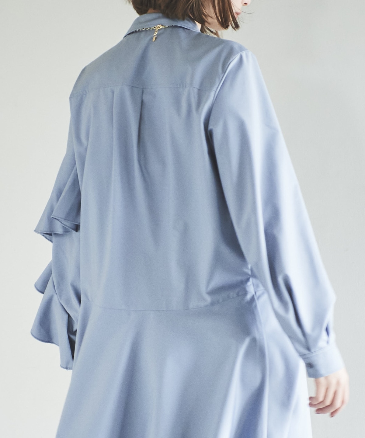 アシメフリルスリーブミニワンピース