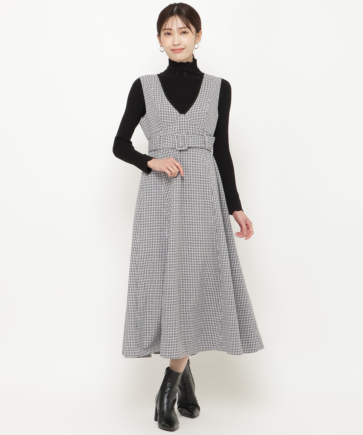 ラメツイードVネックジャンスカ