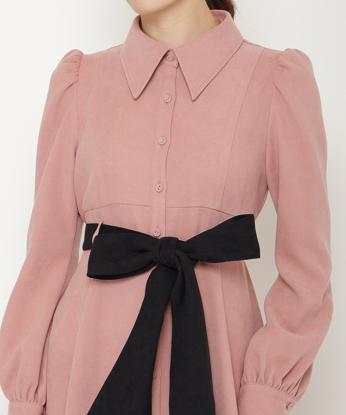 配色シャツワンピース