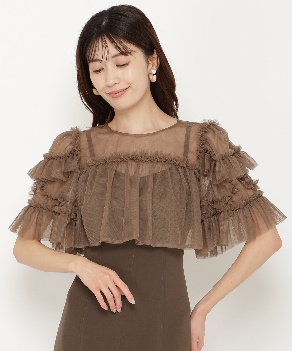 チュールフリルマーメイドドレス