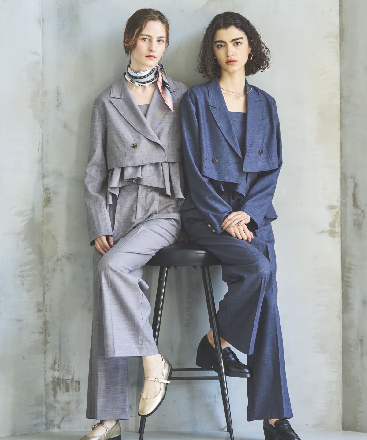 シャンブレーバックリボンショートジャケット