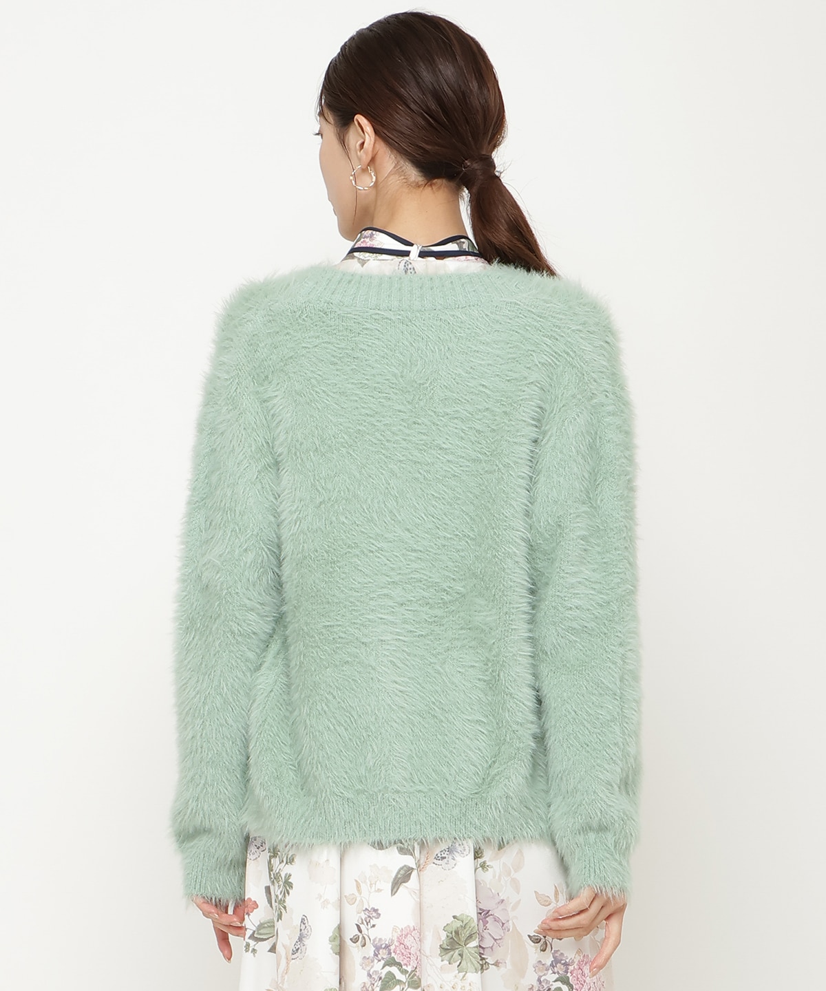 シャギーロングカーデ