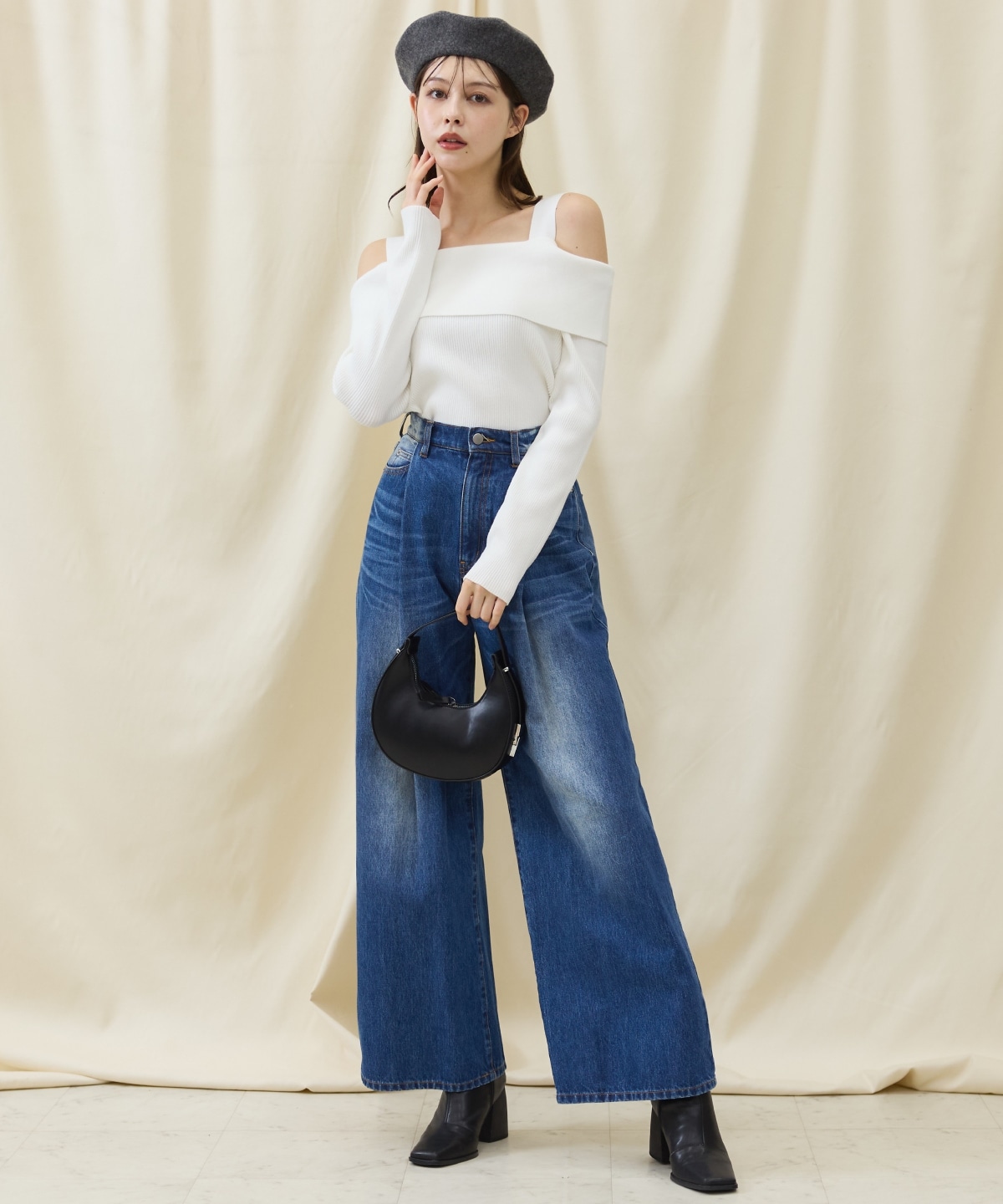 オフショルニットプルオーバー