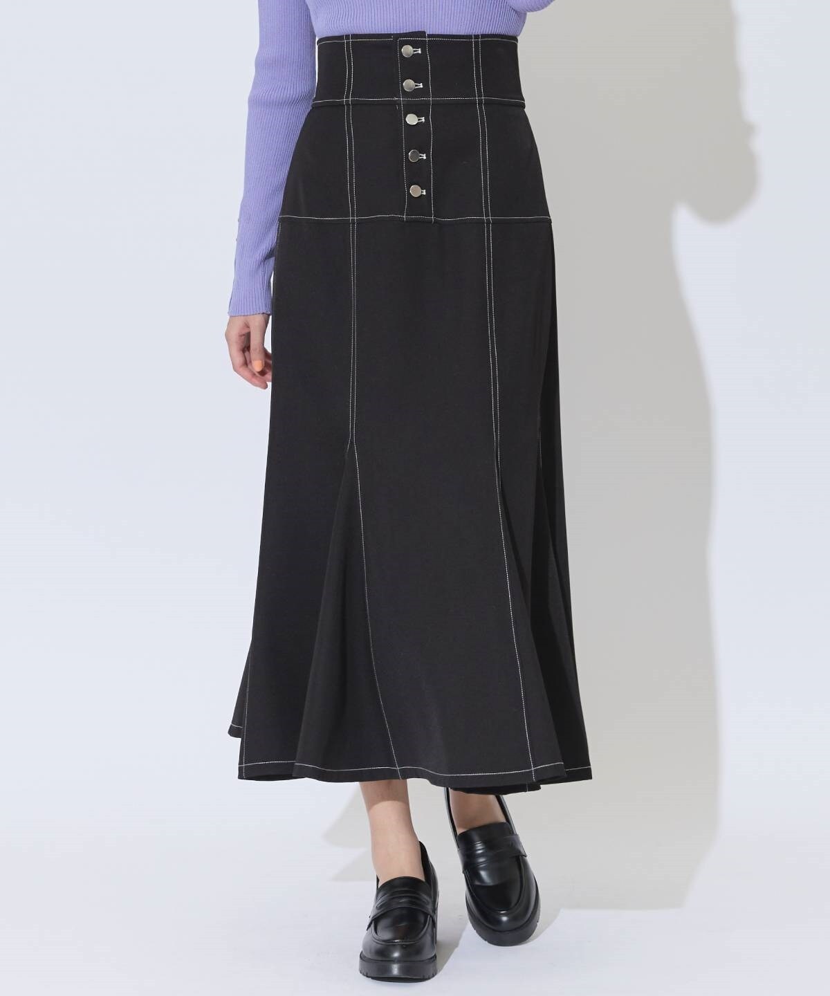 ハイウエストコルセットステッチスカート