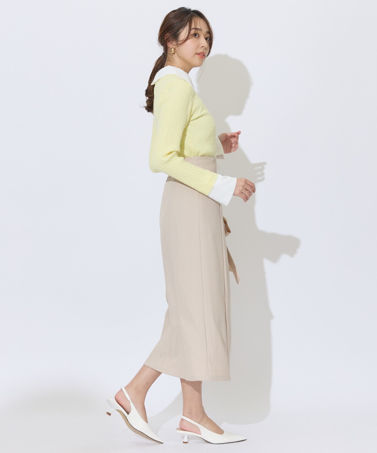 サイドレースアップリボンスリットスカート