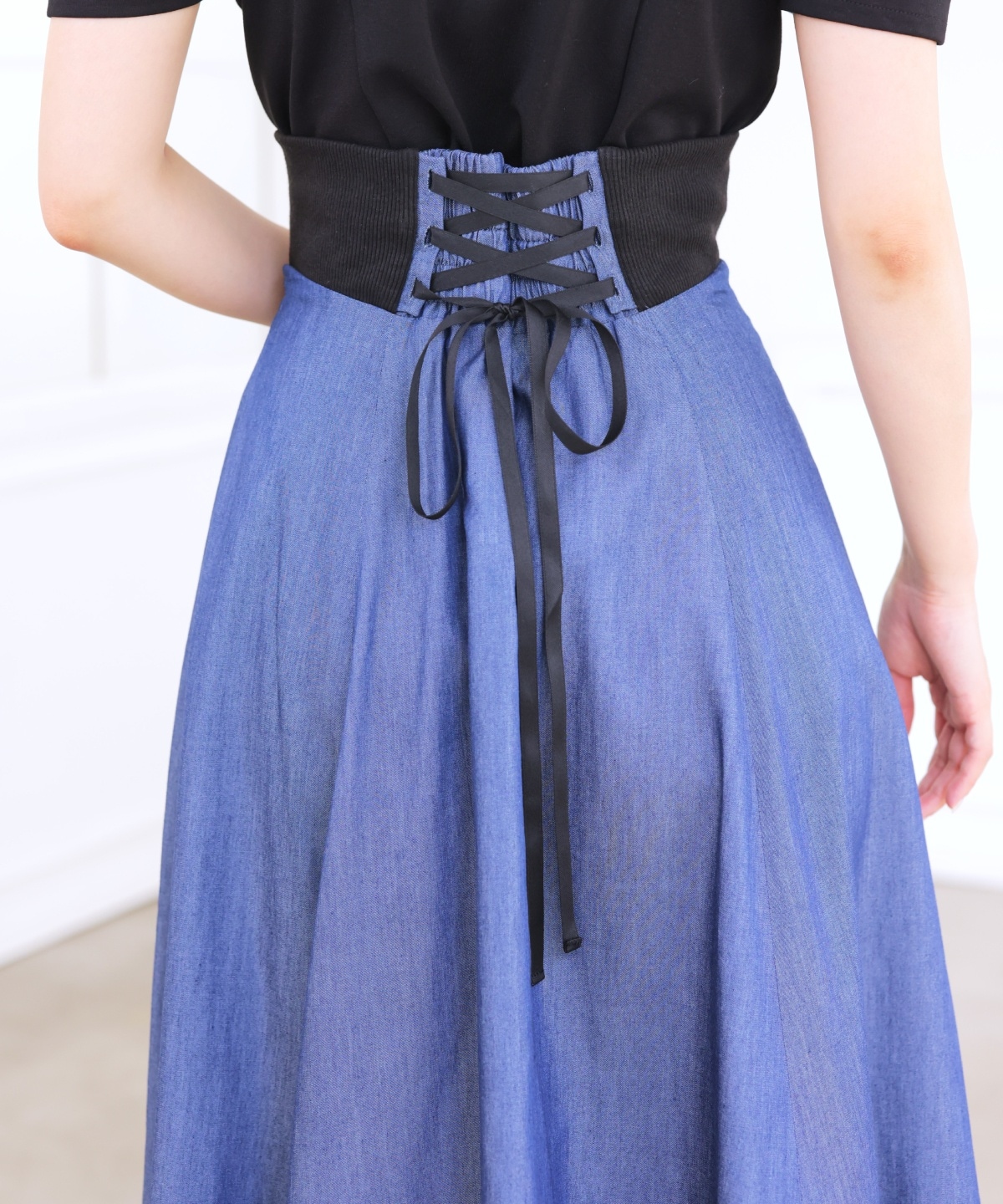 サイドリブシャンブレーデニムスカート