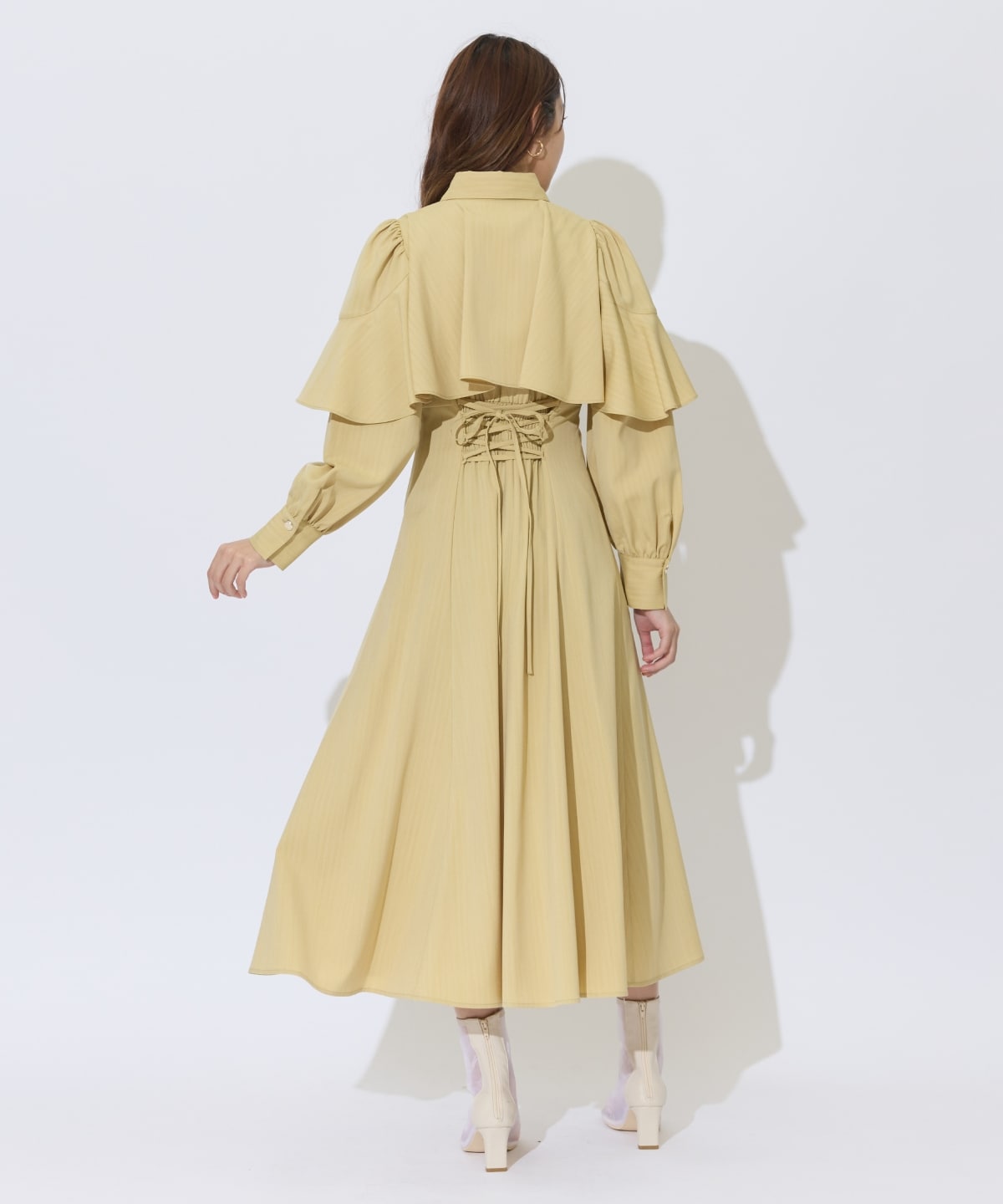 ケープフリルシャツワンピース