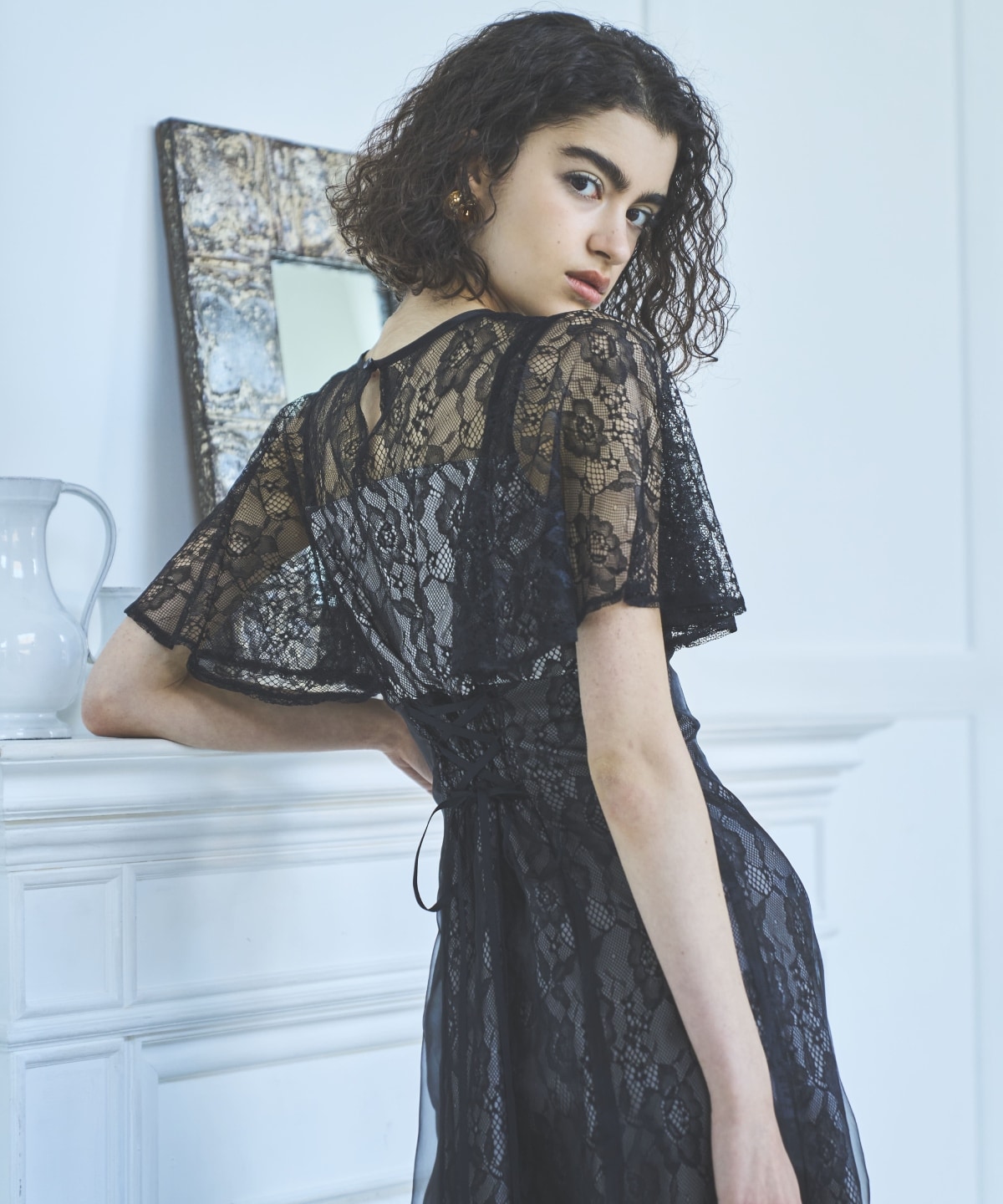 レースオーバーオーガンレイヤードレス