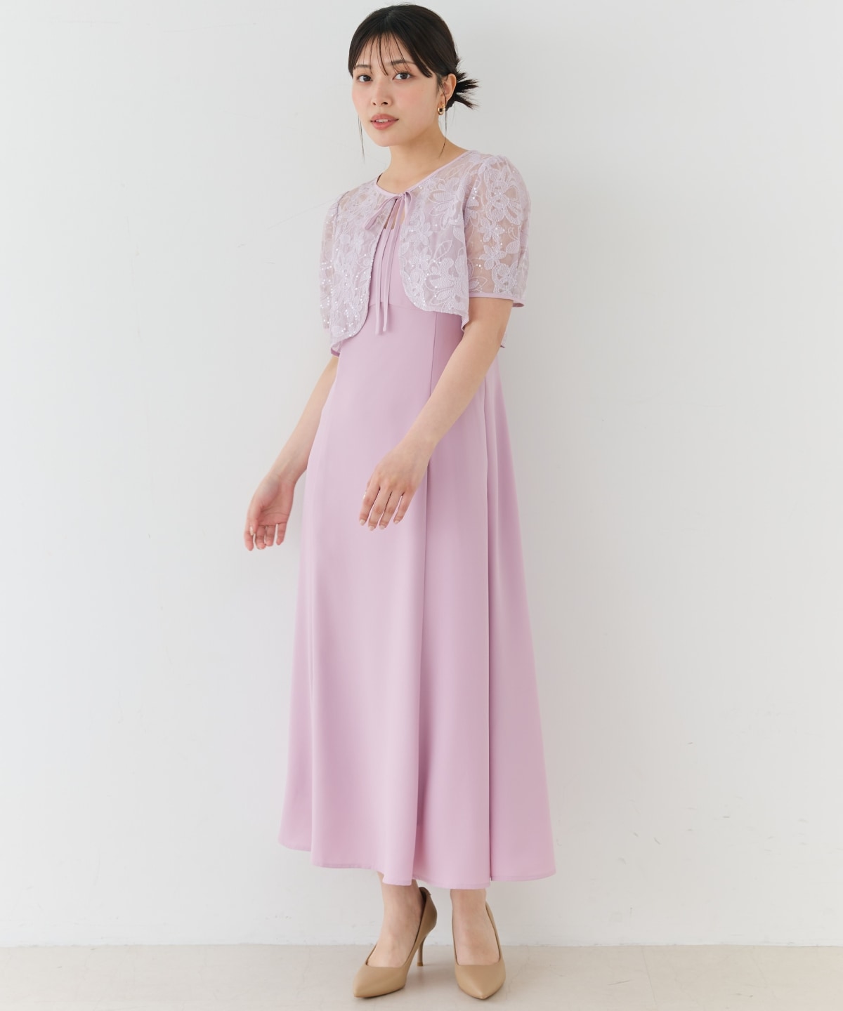 2WAYレースケープドレス