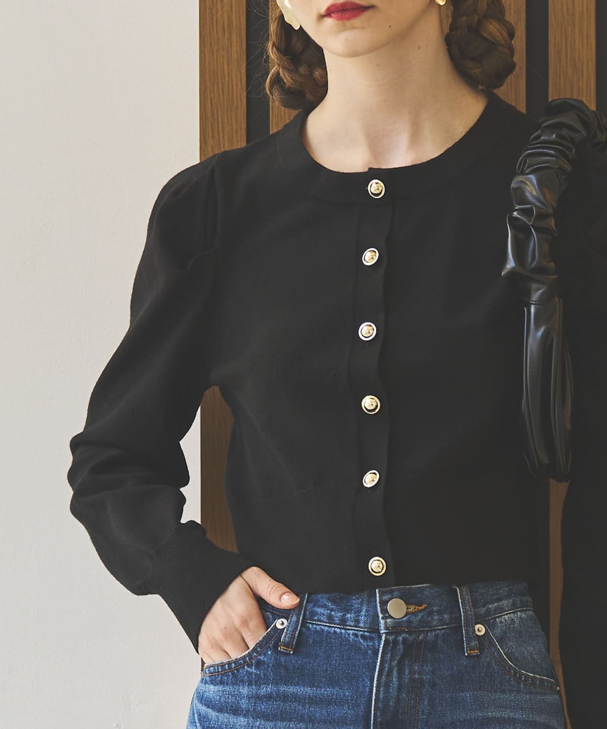 パワショルクルーネックカーディガン