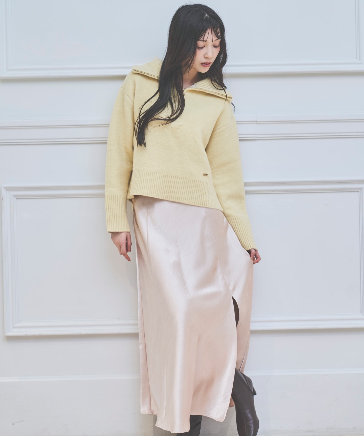 サテンバイアススカート