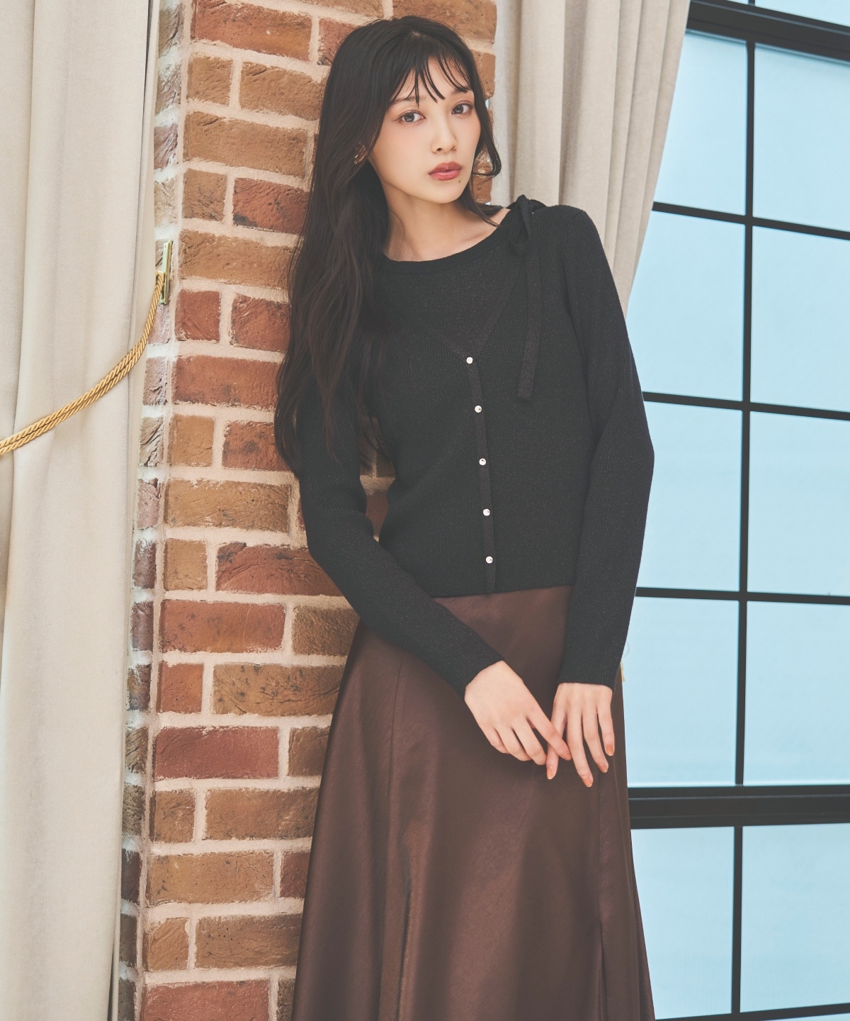 サテンバイアススカート