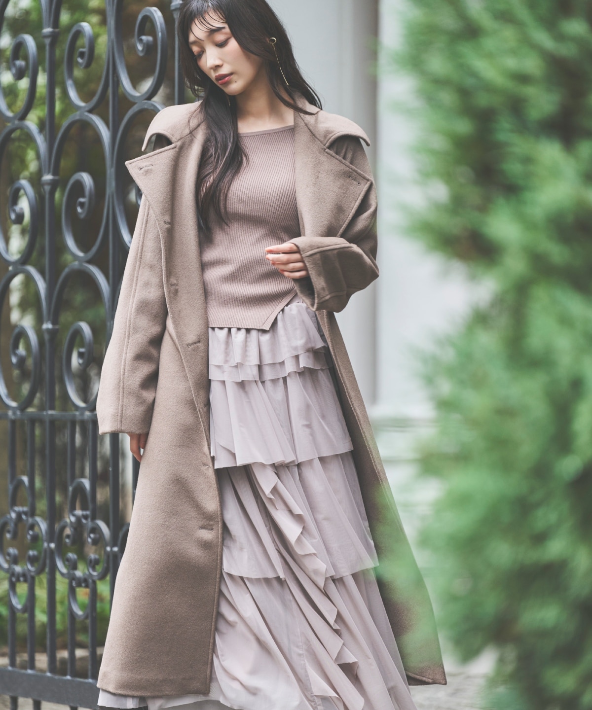 チュールティアードスカート