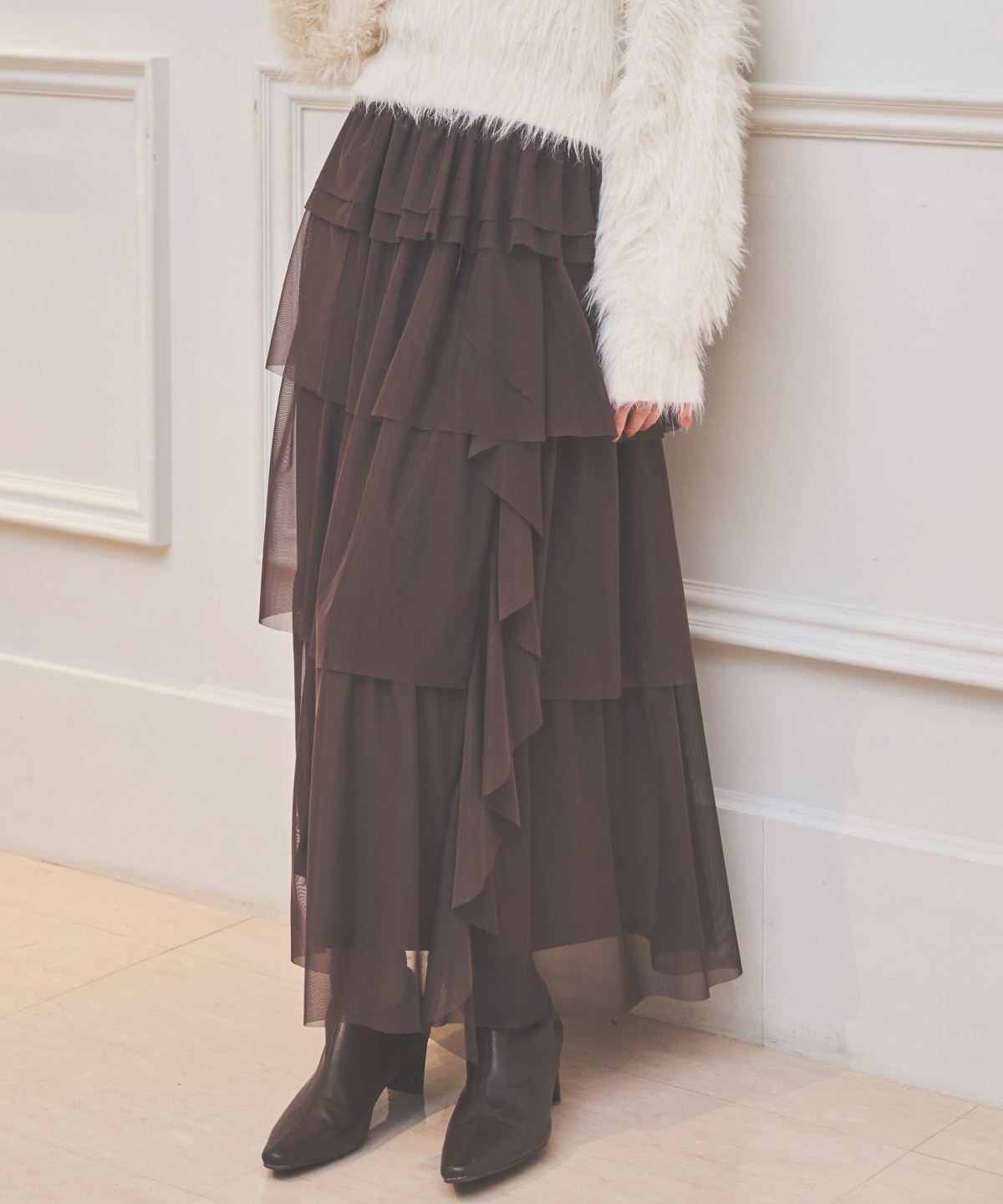 チュールティアードスカート