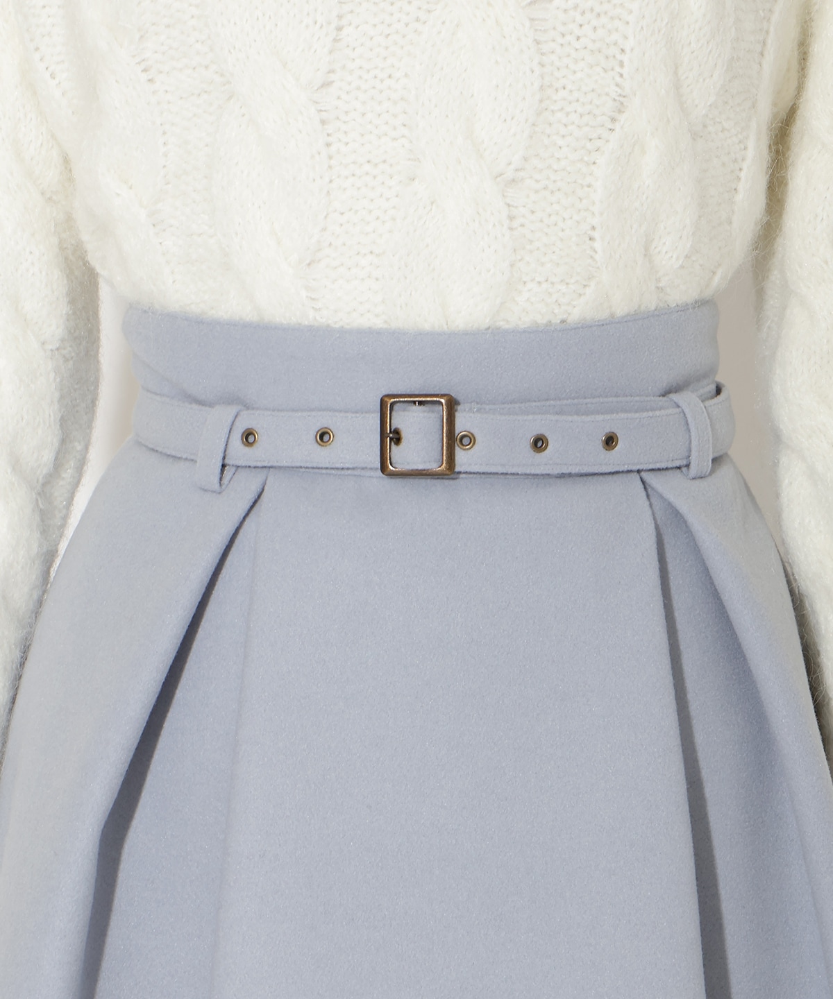 ベルト付きボックスミニスカート