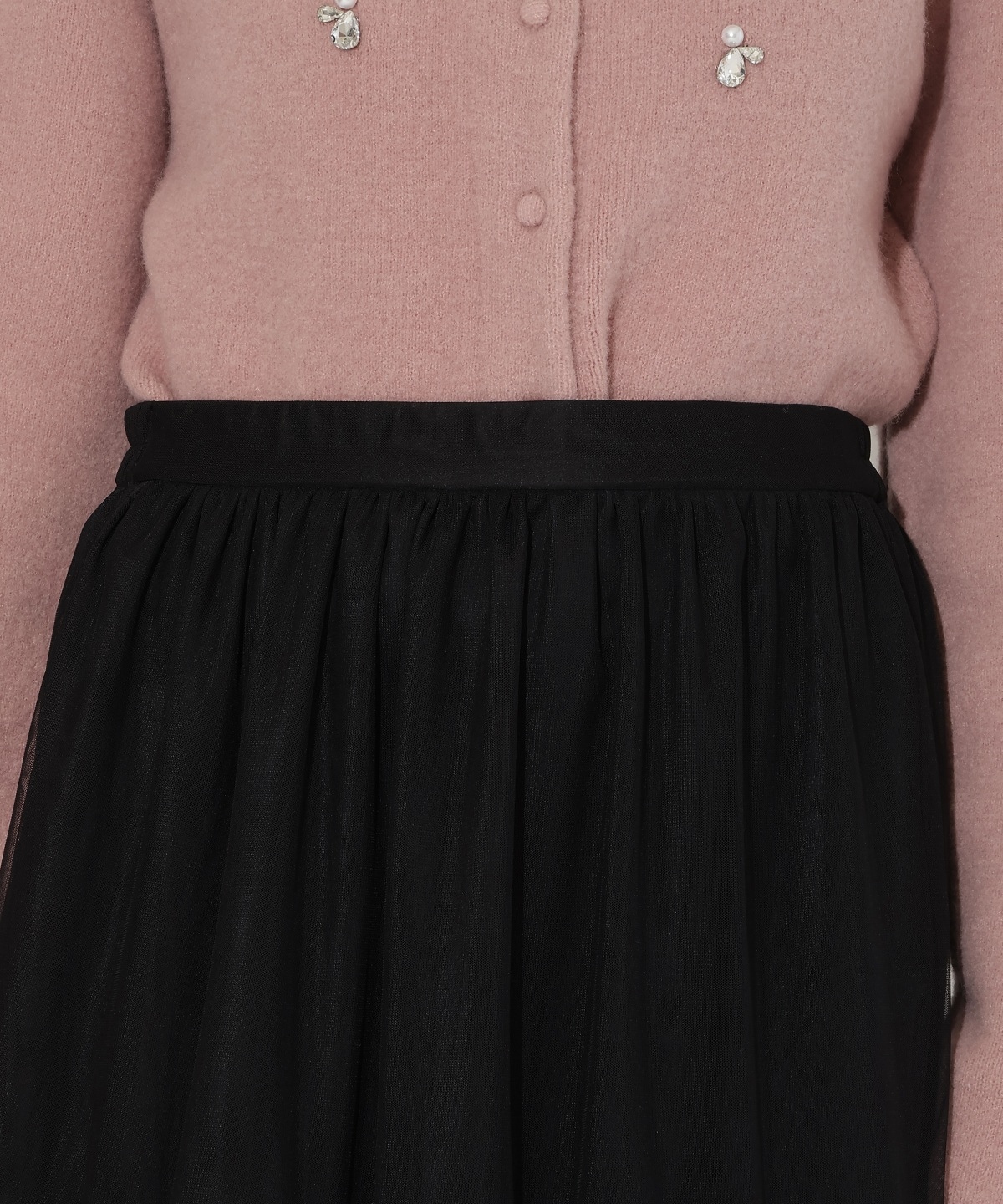 チュールティアードギャザースカート