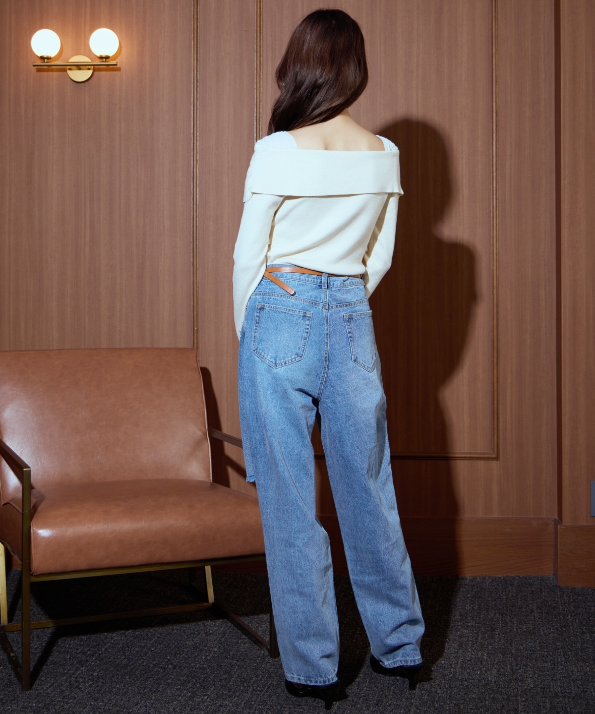 パール×ビジューダメージデニム