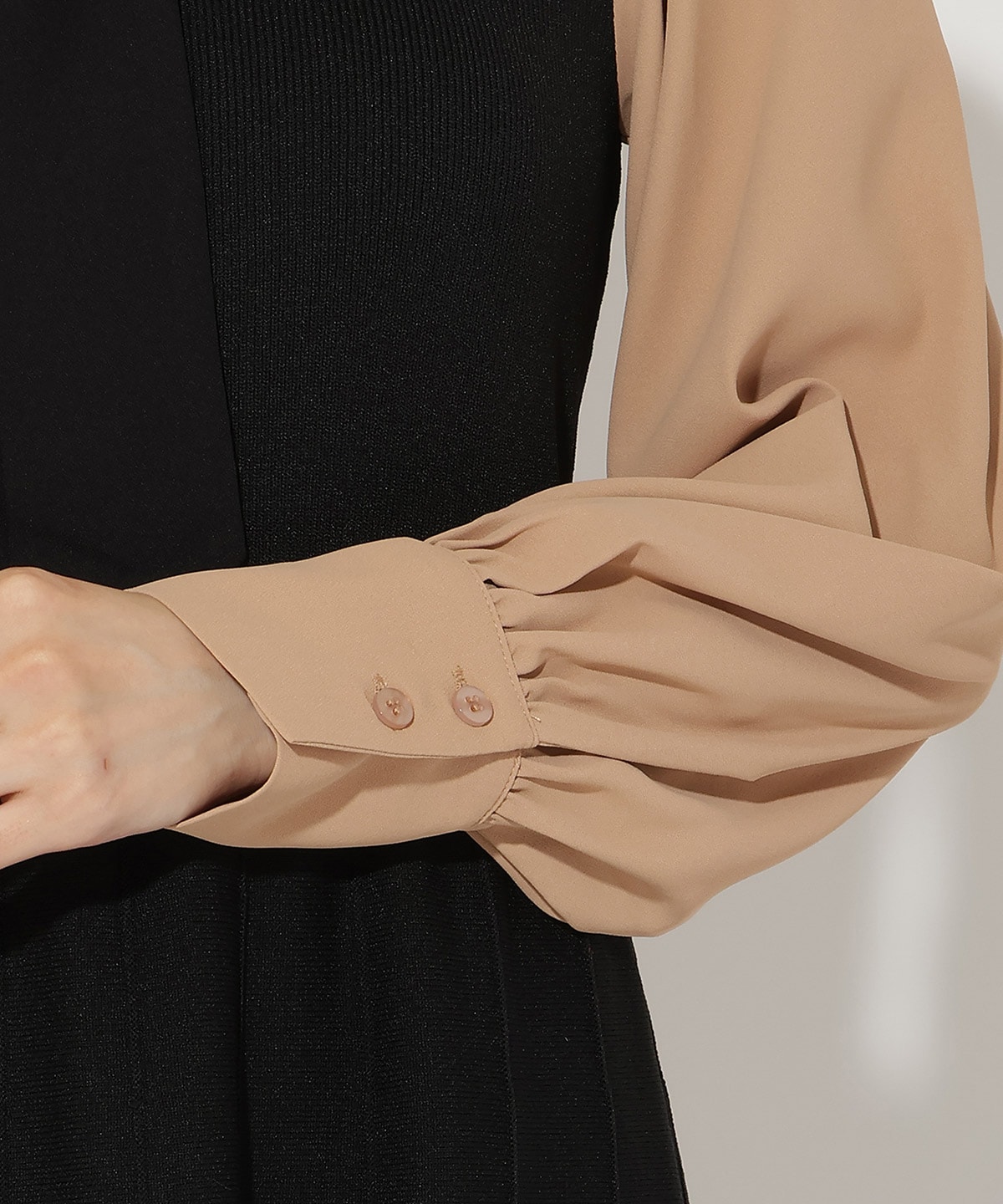 ニットビスチェ風リボンタイワンピース