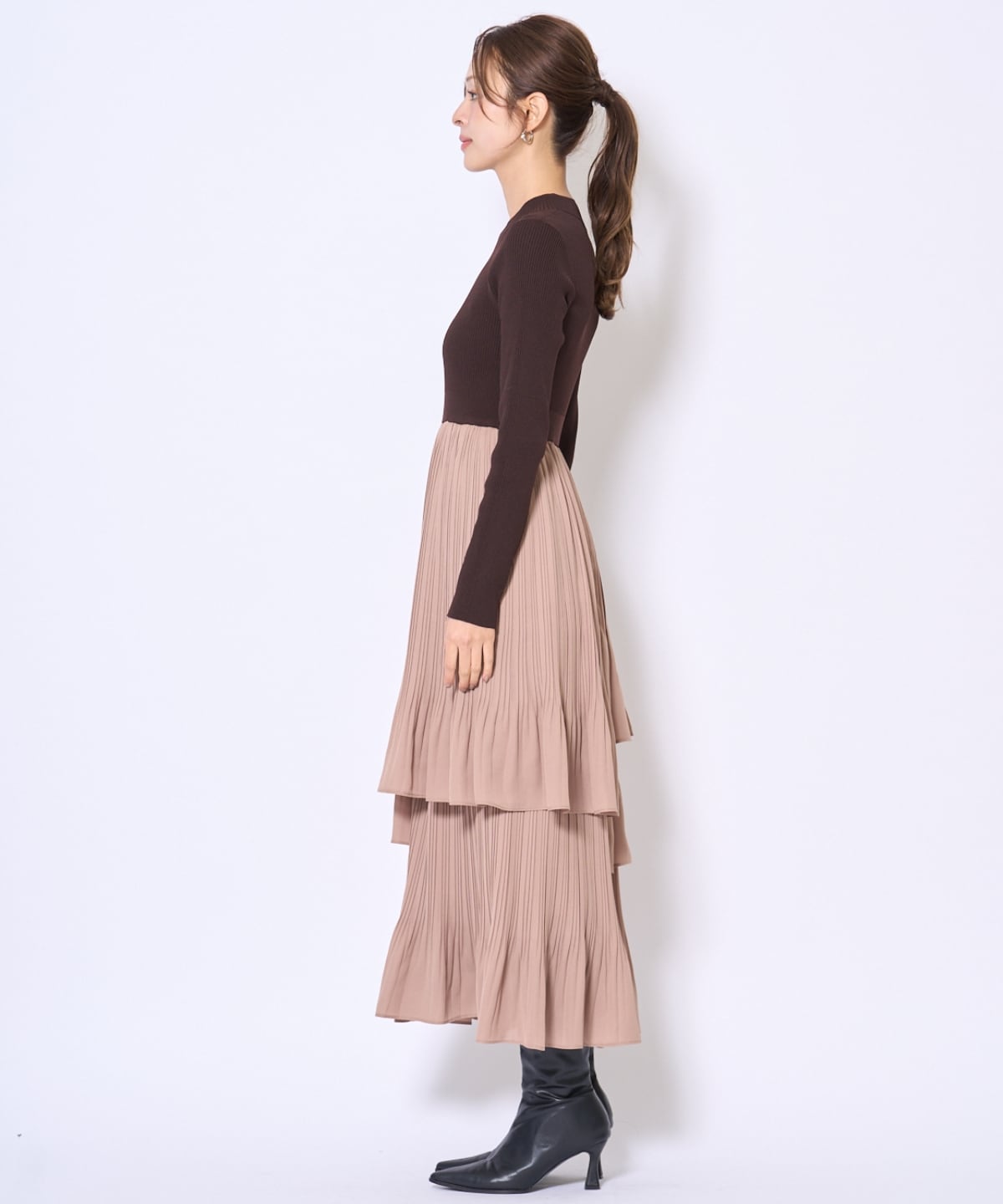 消しプリーツドッキングワンピース