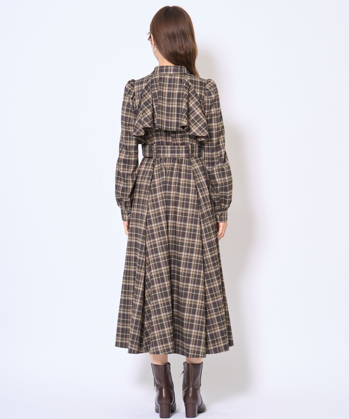 フリルケープシャツワンピース