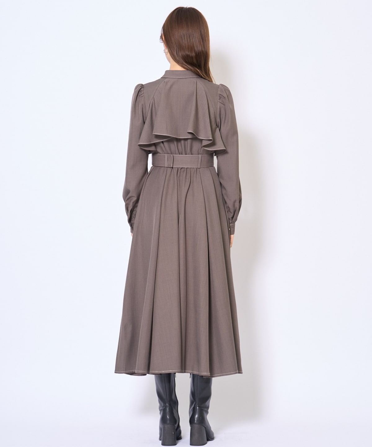 フリルケープシャツワンピース