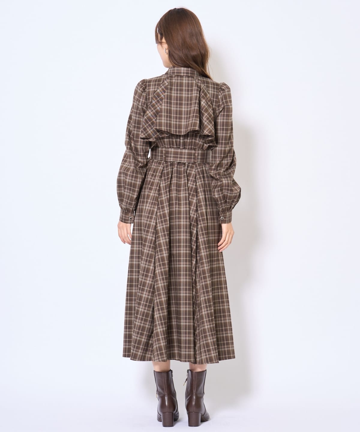 フリルケープシャツワンピース