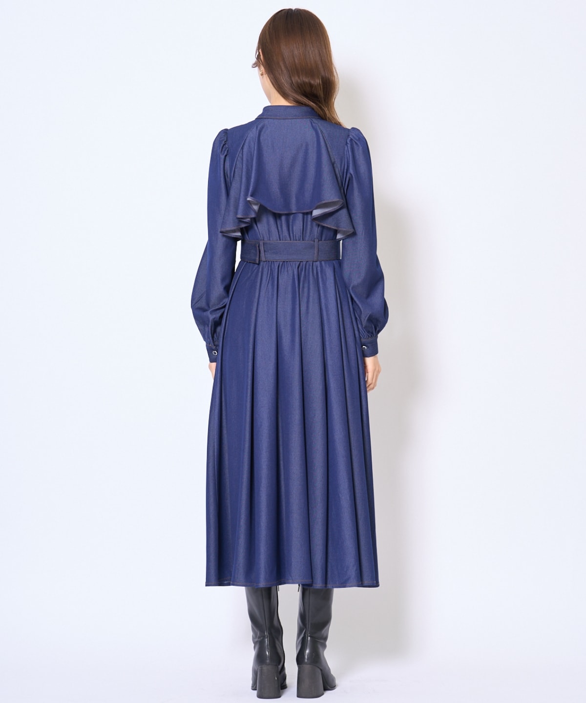 フリルケープシャツワンピース