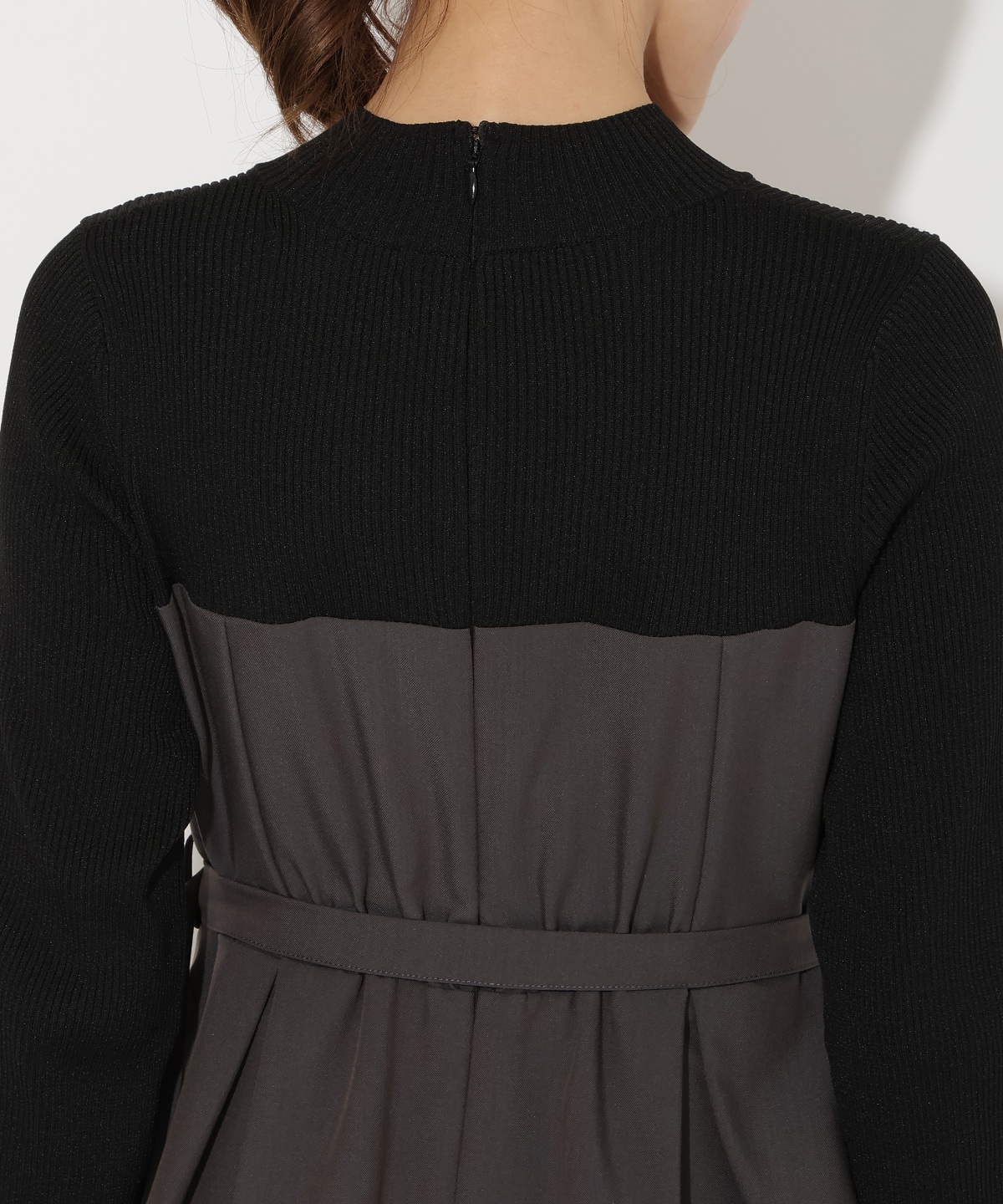 ニット切替アシンメトリーワンピース